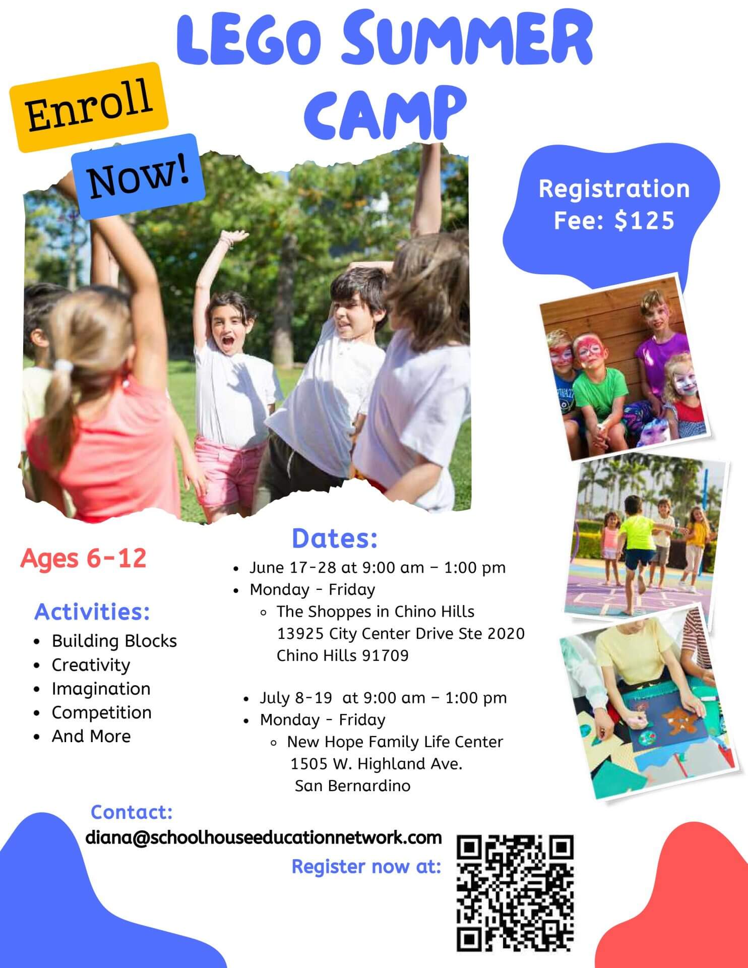 Lego Summer Camp (Chino Hills 2024) 1 Lego Summer Camp Flyer School House Education Network